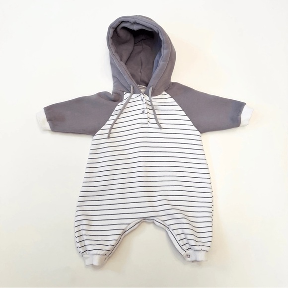 Hooded striped baby jumpsuit - Picture 1 of 2